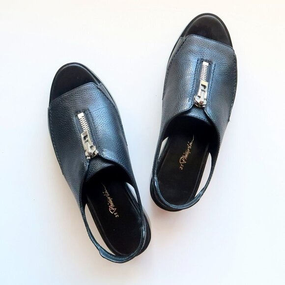 3.1 Phillip Lim Black Leather Open Toe Slingback Block Heel Loafers / Shoes 8.5 - Picture 14 of 16